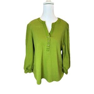 LC Lauren Conrad Top Size XL Green Long Sleeve Henley Women's